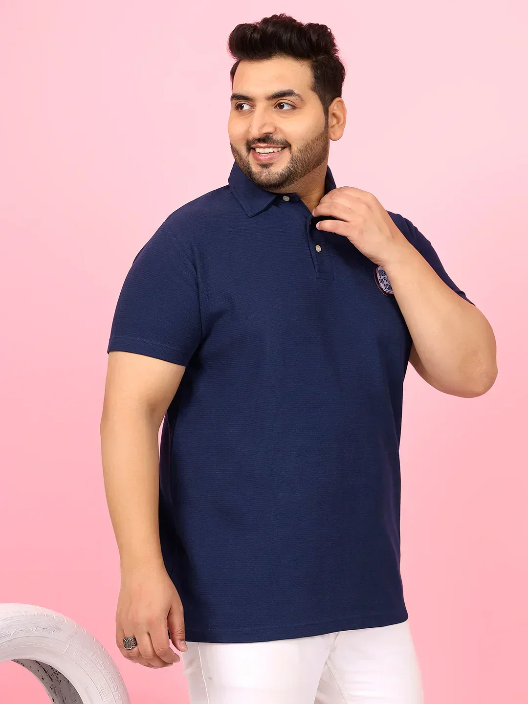 Men Plus Size Viral Solid Polo Tshirt - Image 4