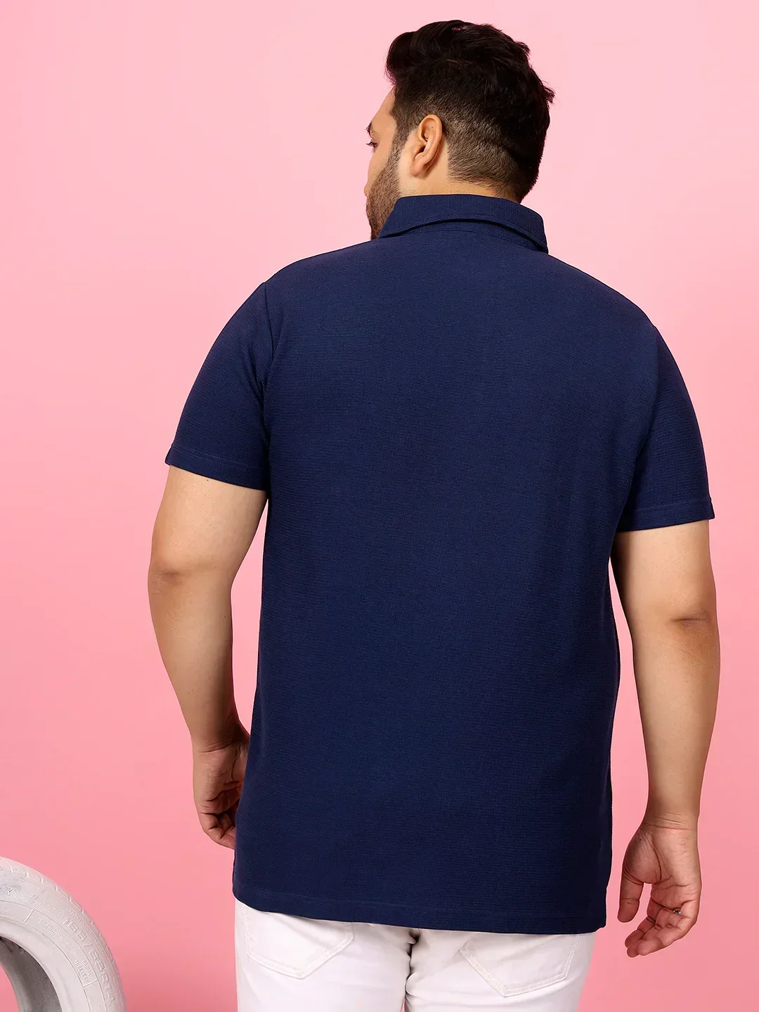 Men Plus Size Viral Solid Polo Tshirt - Image 6