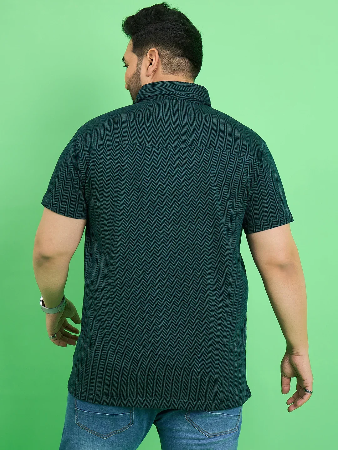 Men Plus Size Vortex Teal Solid Shirt - Image 6