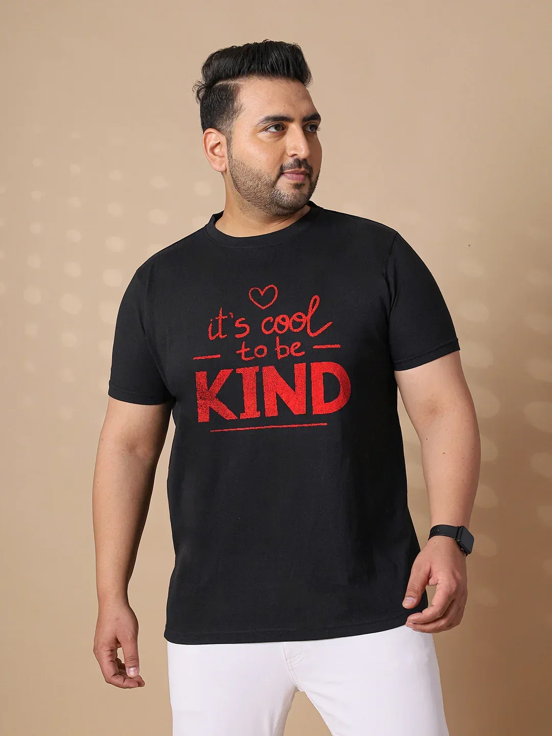 Men Plus Size Wah Striped Black Round Neck Tshirt - Image 2