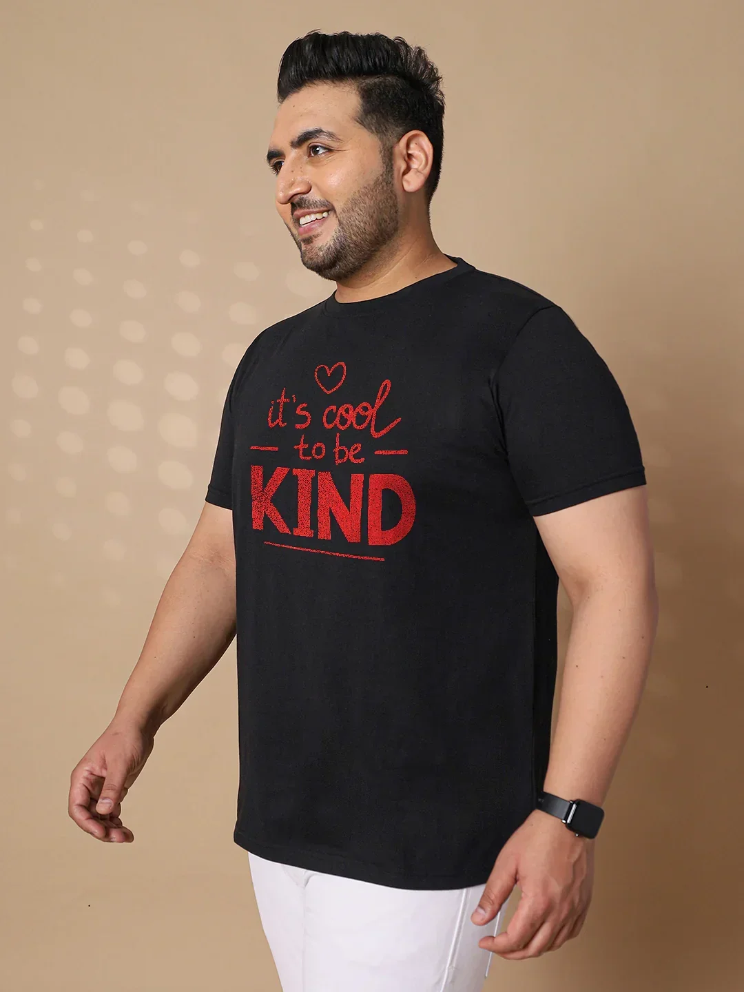 Men Plus Size Wah Striped Black Round Neck Tshirt - Image 3