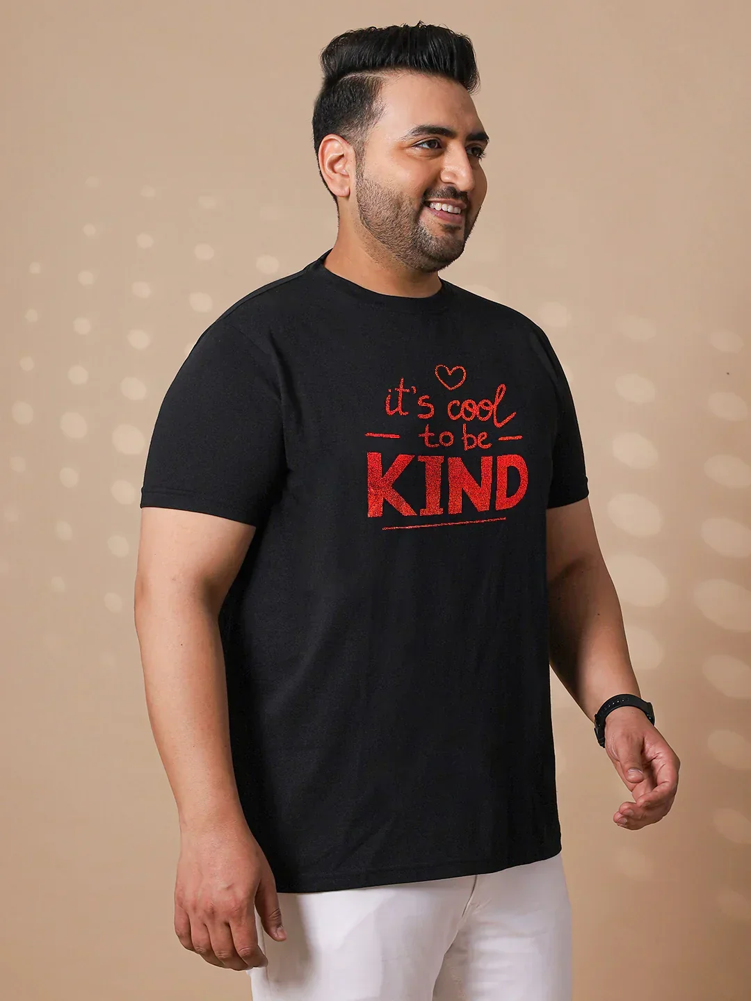 Men Plus Size Wah Striped Black Round Neck Tshirt - Image 4
