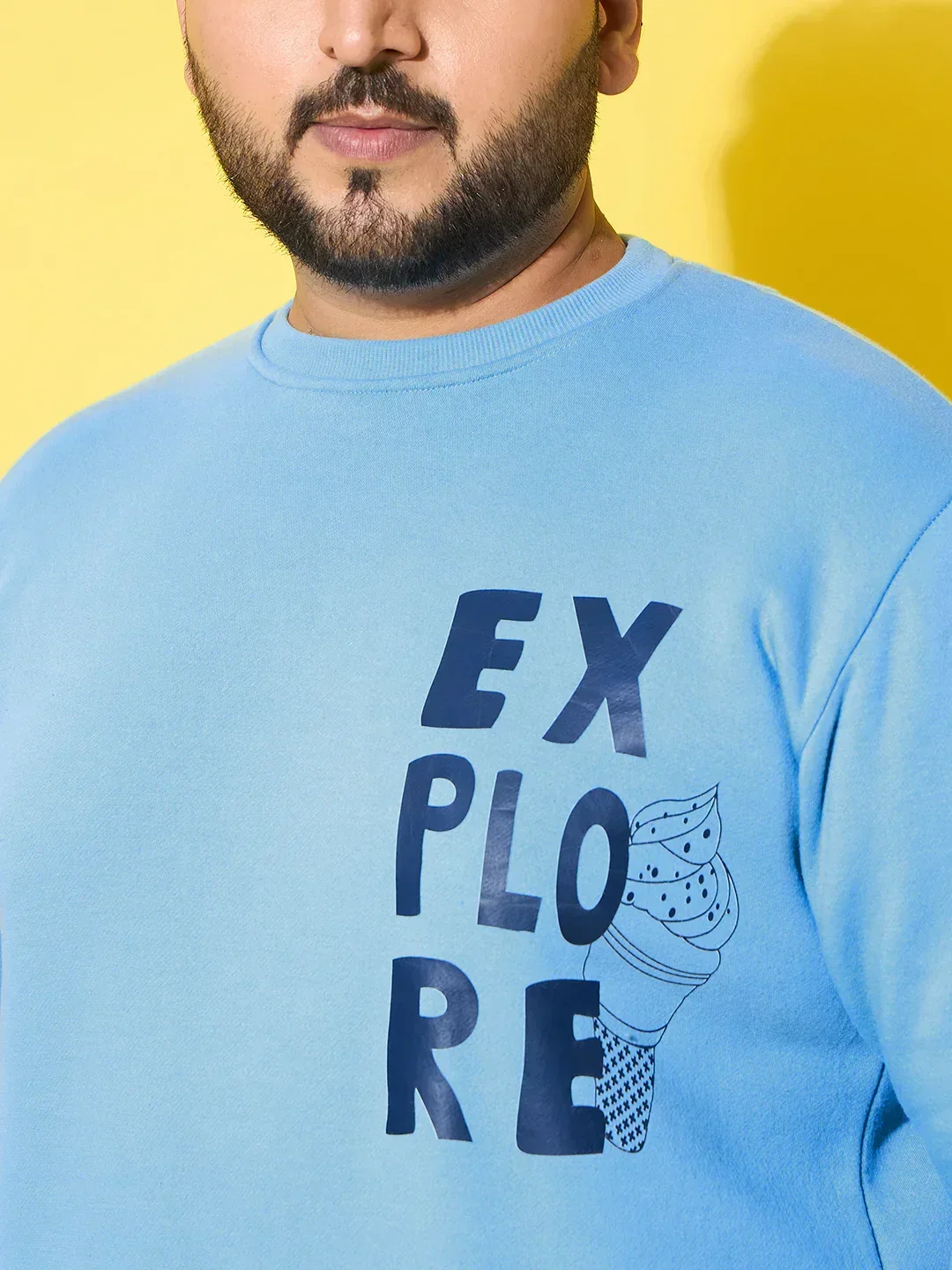 Men Plus Size Wander Blue Printed Sweatshirt - Image 5
