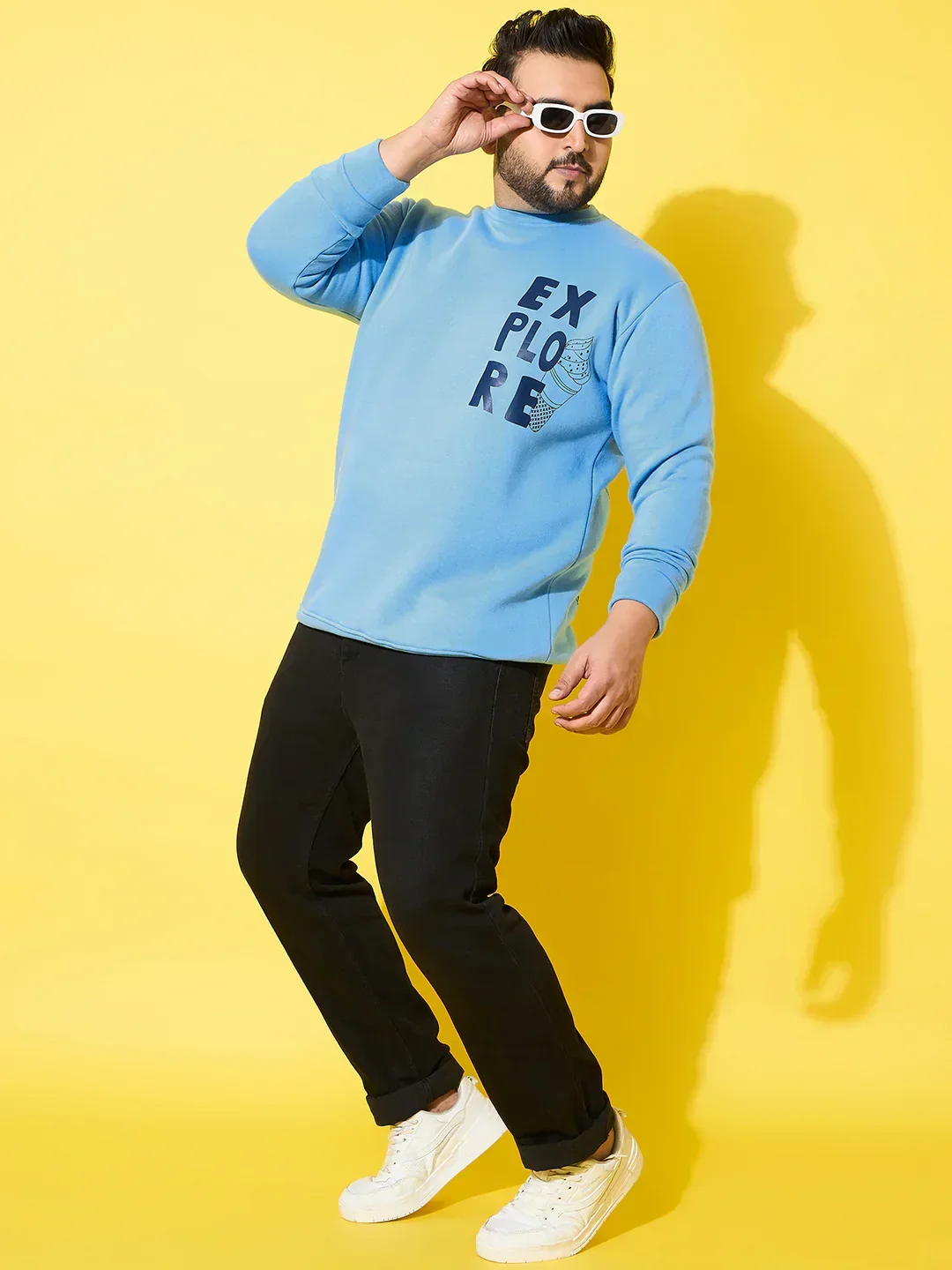 Men Plus Size Wander Blue Printed Sweatshirt - Image 6