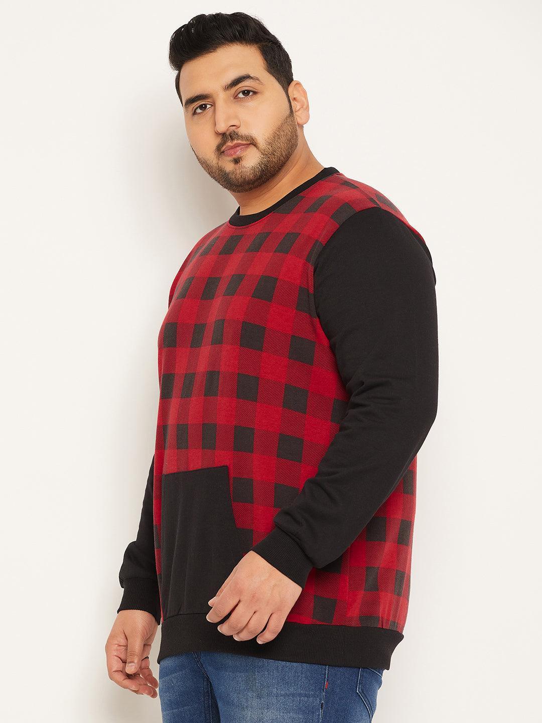 Men Plus Size Warm Colorblock Sweatshirt - Image 3
