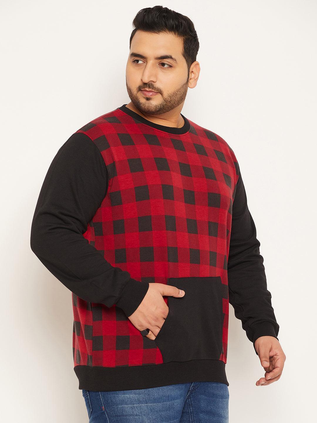 Men Plus Size Warm Colorblock Sweatshirt - Image 4