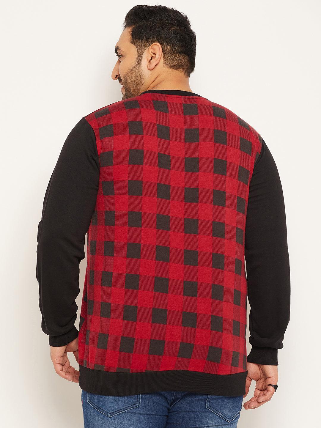 Men Plus Size Warm Colorblock Sweatshirt - Image 5