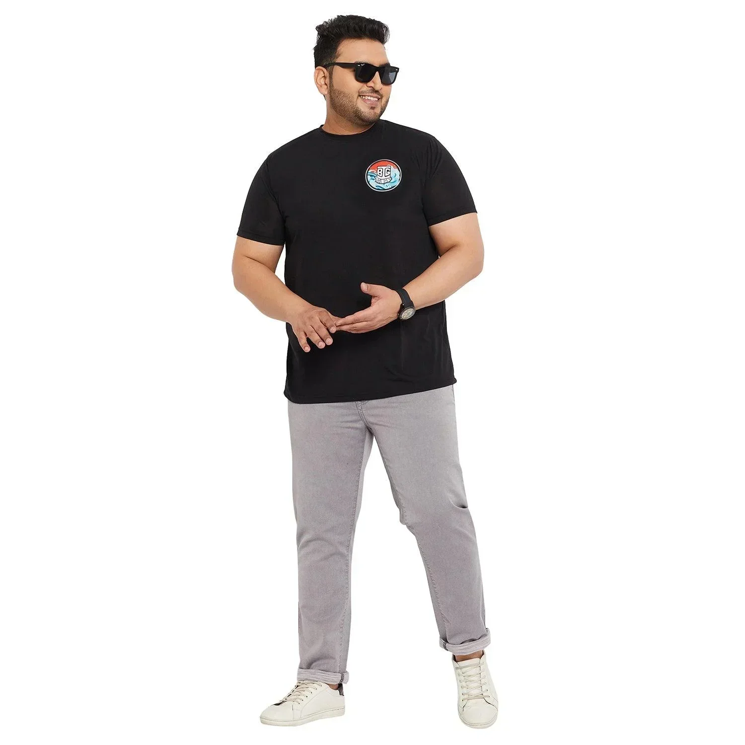 Men Plus Size Warp Printed Round Neck Tshirt - Image 3