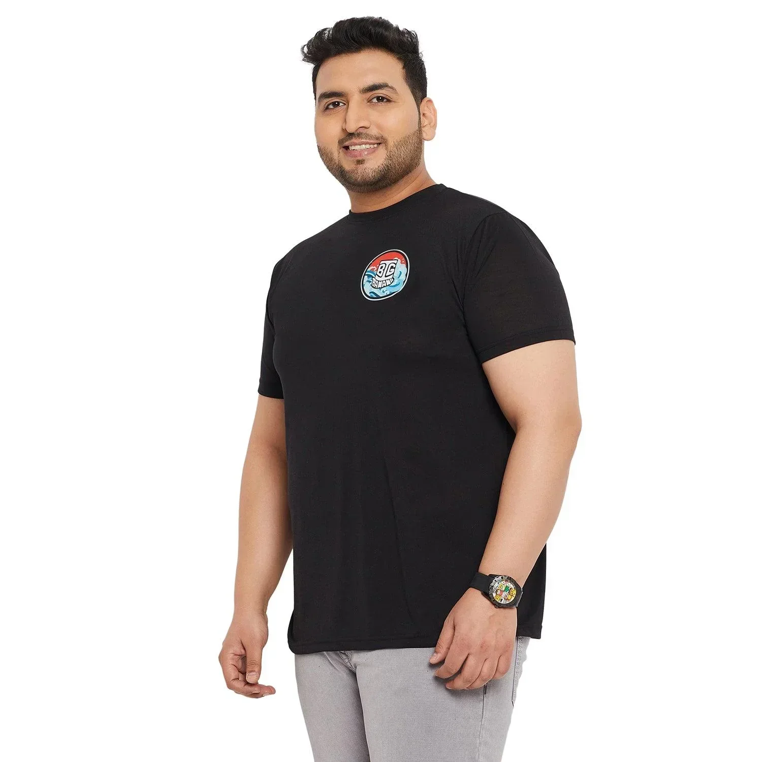 Men Plus Size Warp Printed Round Neck Tshirt - Image 4
