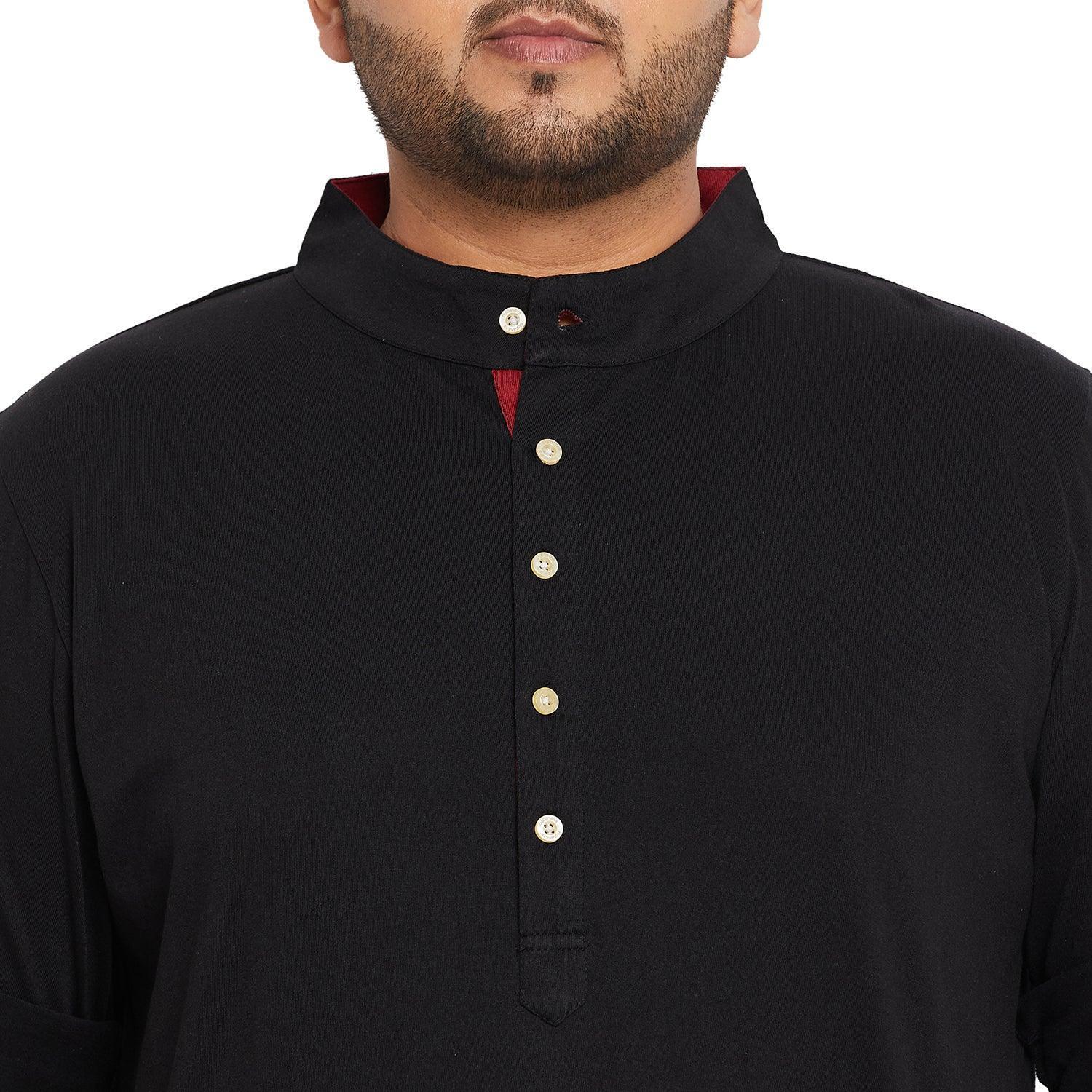 Men Plus Size Warren-Black Solid Henley Tshirt - Image 6
