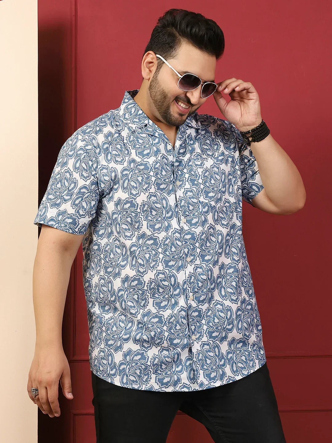 Men Plus Size Wearth Multicolor Printed Shirt