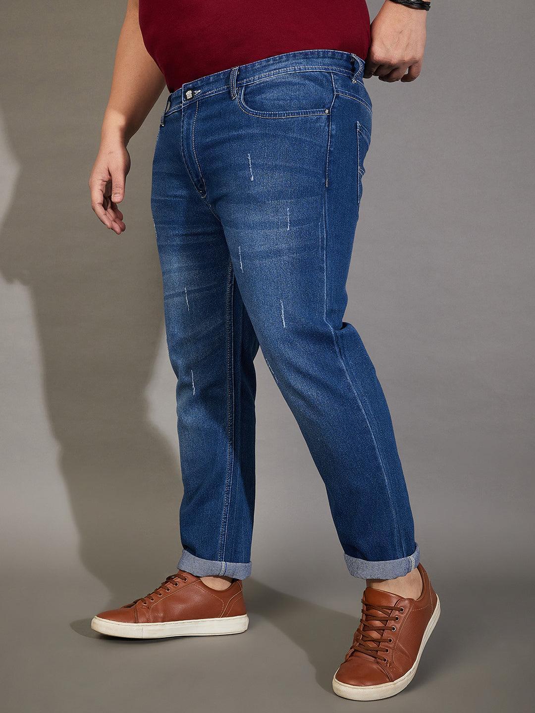 Men Plus Size Welder Washed Indigo Denim - Image 3