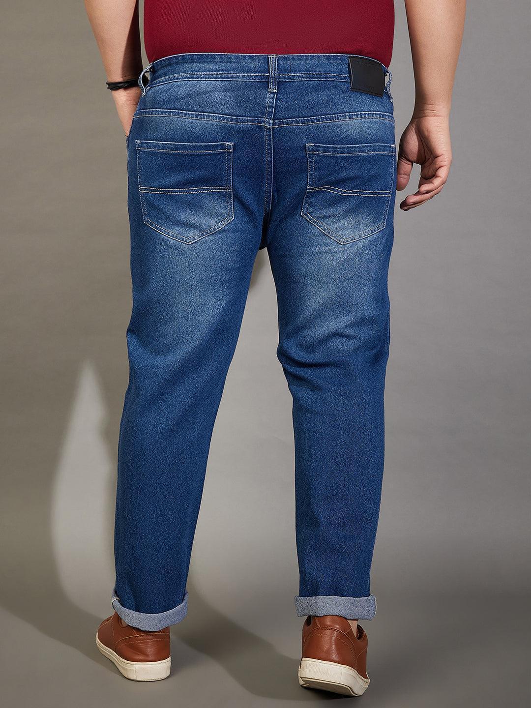 Men Plus Size Welder Washed Indigo Denim - Image 5
