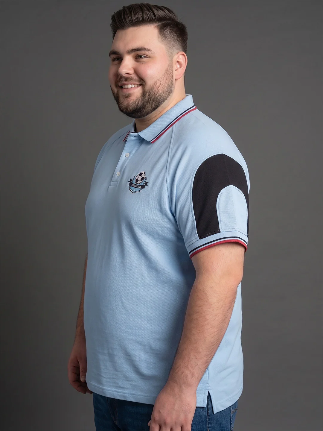 Men Plus Size Welkin Sky Blue Printed Polo - Image 2