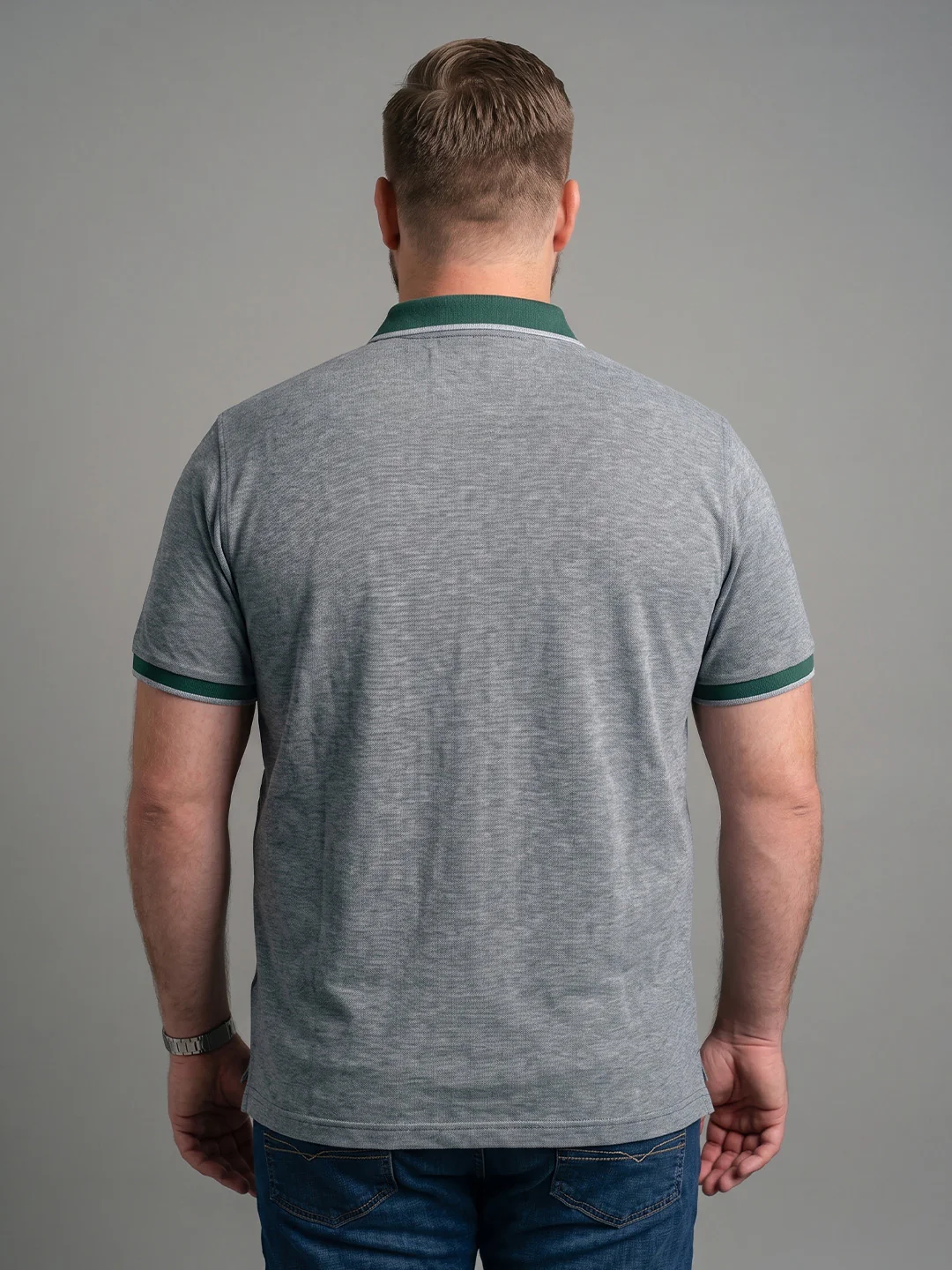 Men Plus Size IronPulse Green Solid Polo - Image 3