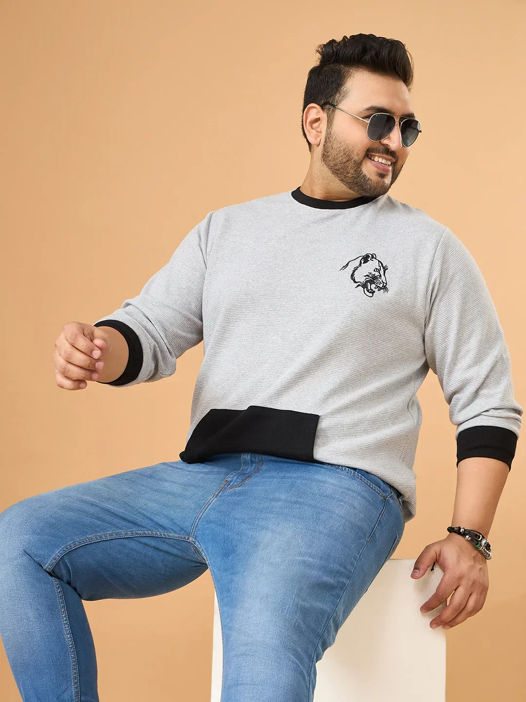 Men Plus Size Whiska Colorblock Sweatshirt - Image 8