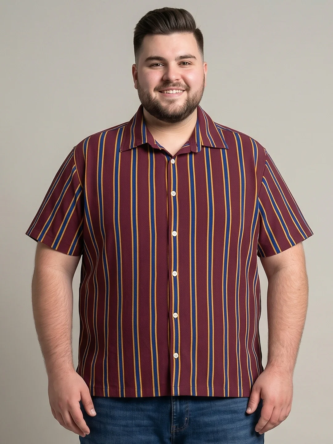Men Plus Size Winewave Multi Striped Shirts - Image 2