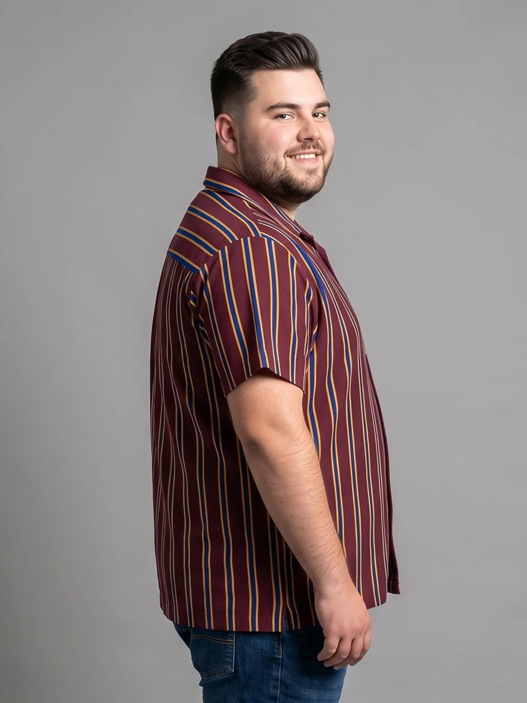 Men Plus Size Winewave Multi Striped Shirts - Image 3