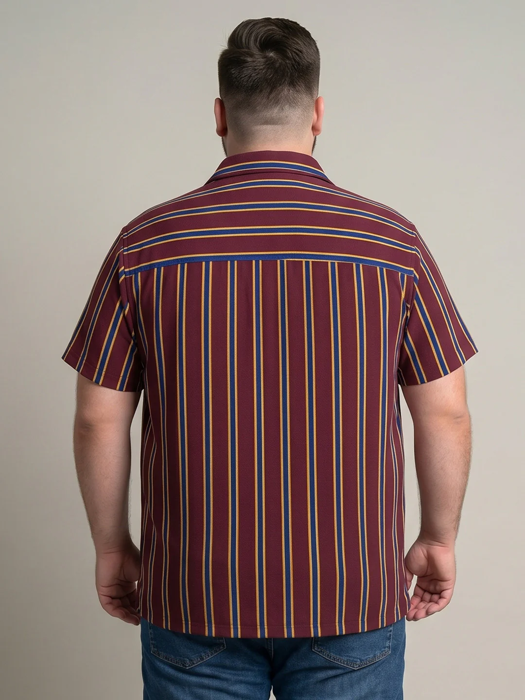 Men Plus Size Winewave Multi Striped Shirts - Image 4