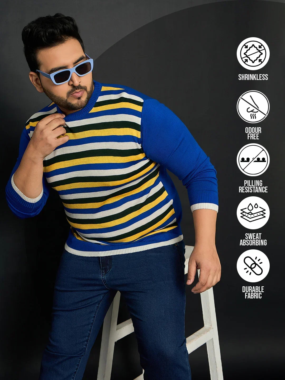 Men Plus Size Winton Striped Sweater - Image 7