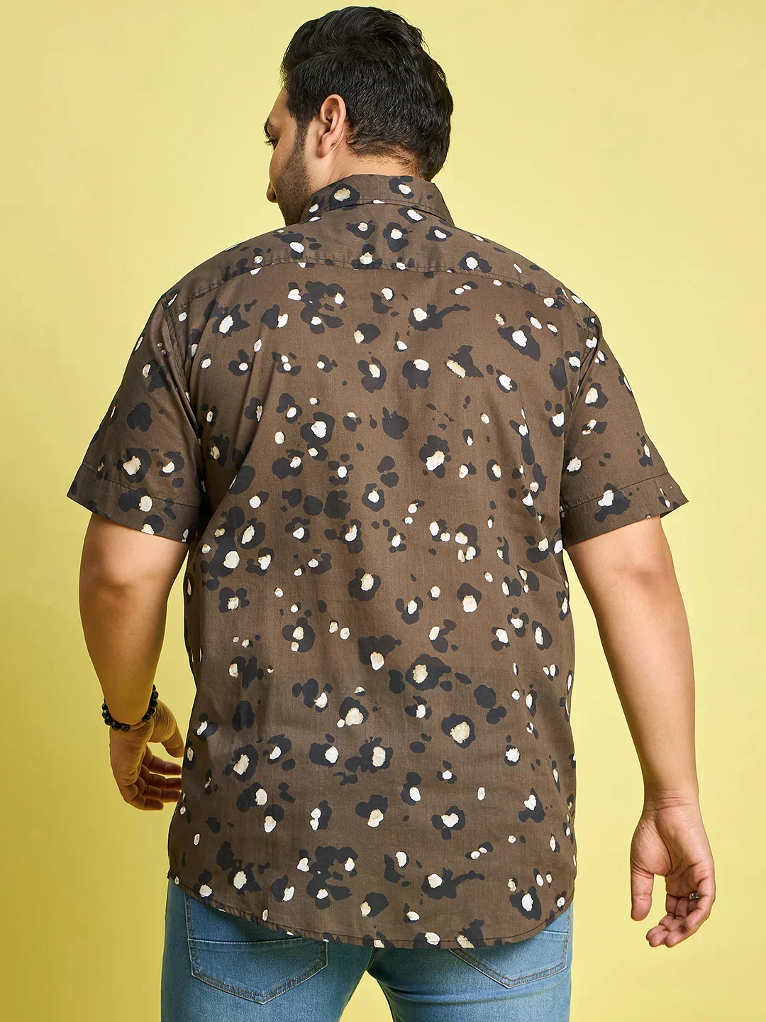 Men Plus Size Xzlum Floral Printed brown Shirt - Image 5