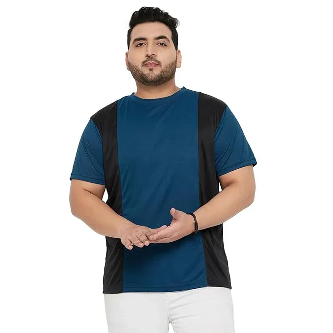 Men Plus Size Yang Colorblock Round Neck Tshirt - Image 2