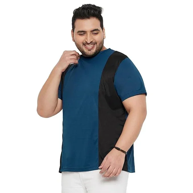 Men Plus Size Yang Colorblock Round Neck Tshirt - Image 3