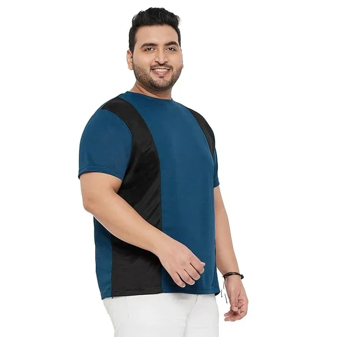 Men Plus Size Yang Colorblock Round Neck Tshirt - Image 4