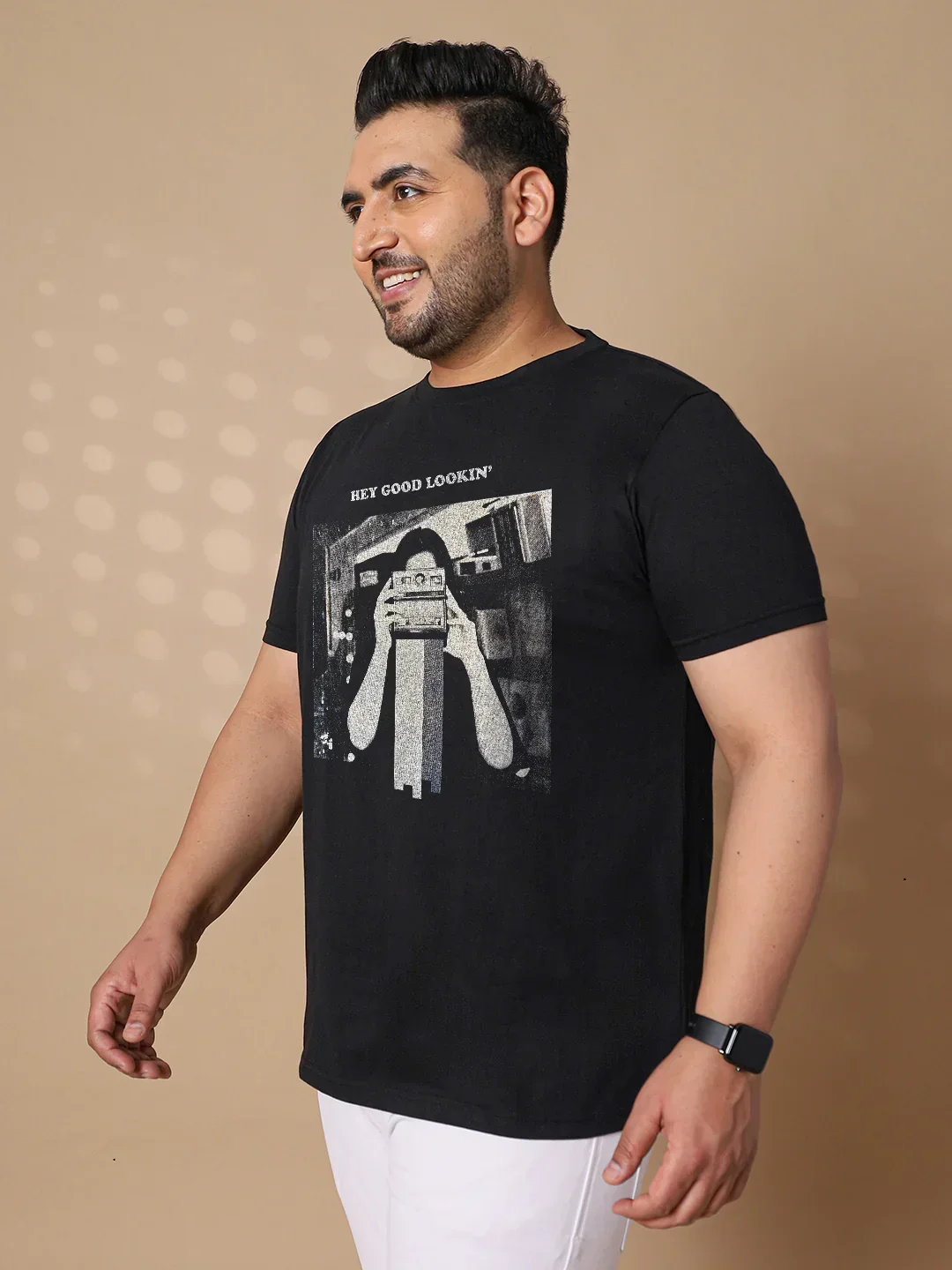 Men Plus Size Yee Striped Black Round Neck Tshirt - Image 3