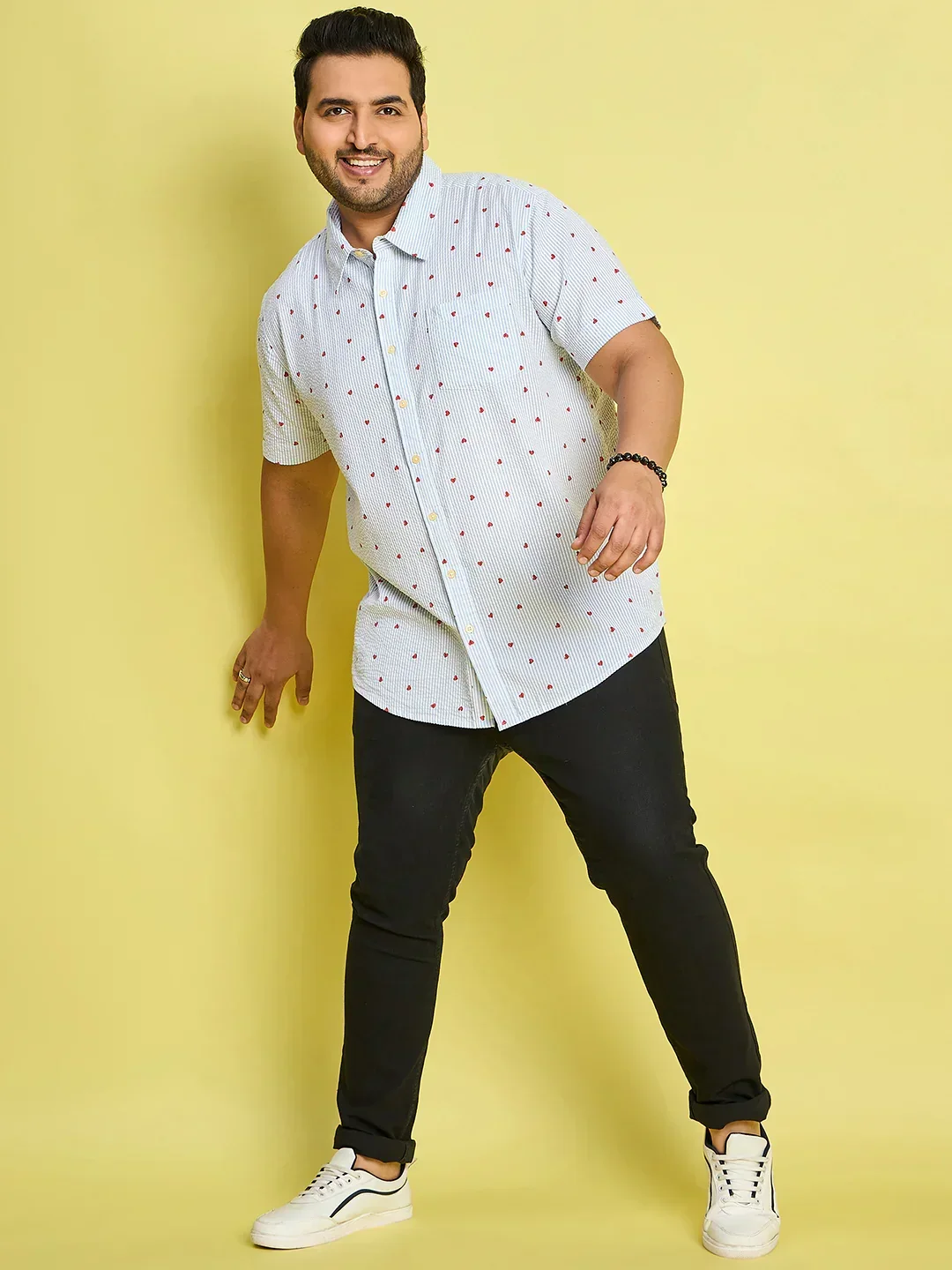 Men Plus Size Zadok Heart Printed Multi Color shirt - Image 2