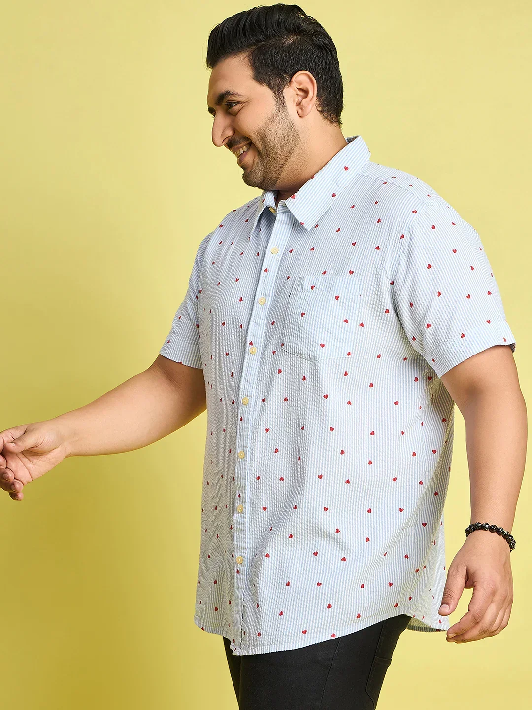 Men Plus Size Zadok Heart Printed Multi Color shirt - Image 3
