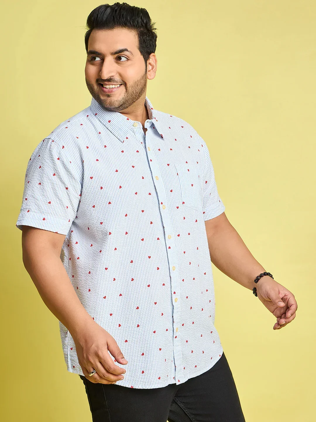 Men Plus Size Zadok Heart Printed Multi Color shirt - Image 4
