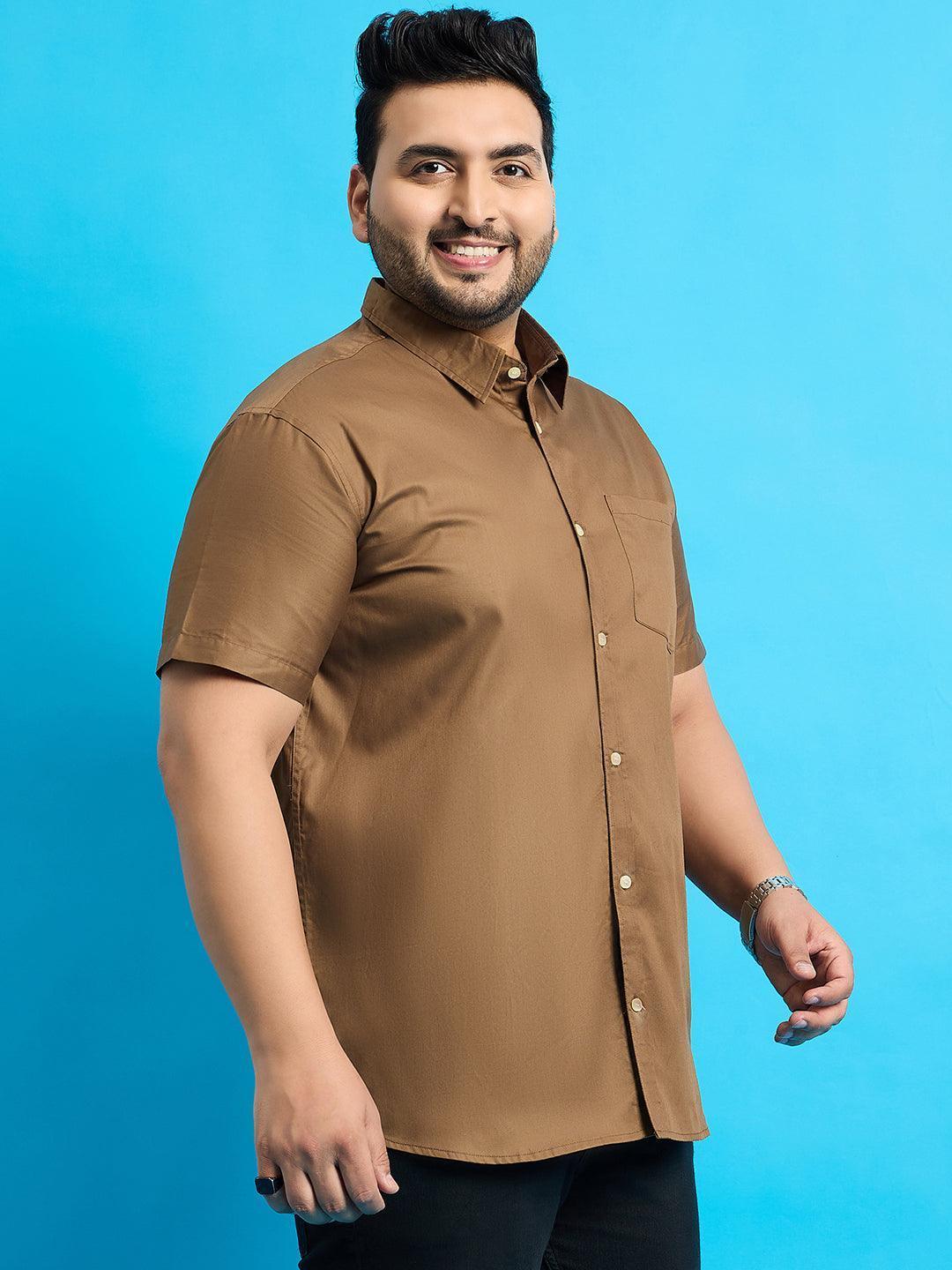 Men Plus Size Zenzo-Khakhi Solid Shirt - Image 4