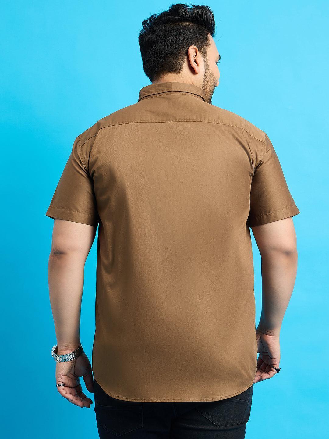 Men Plus Size Zenzo-Khakhi Solid Shirt - Image 5