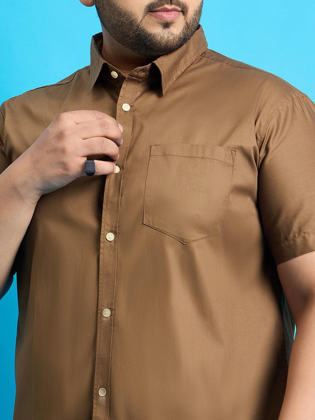 Men Plus Size Zenzo-Khakhi Solid Shirt - Image 6