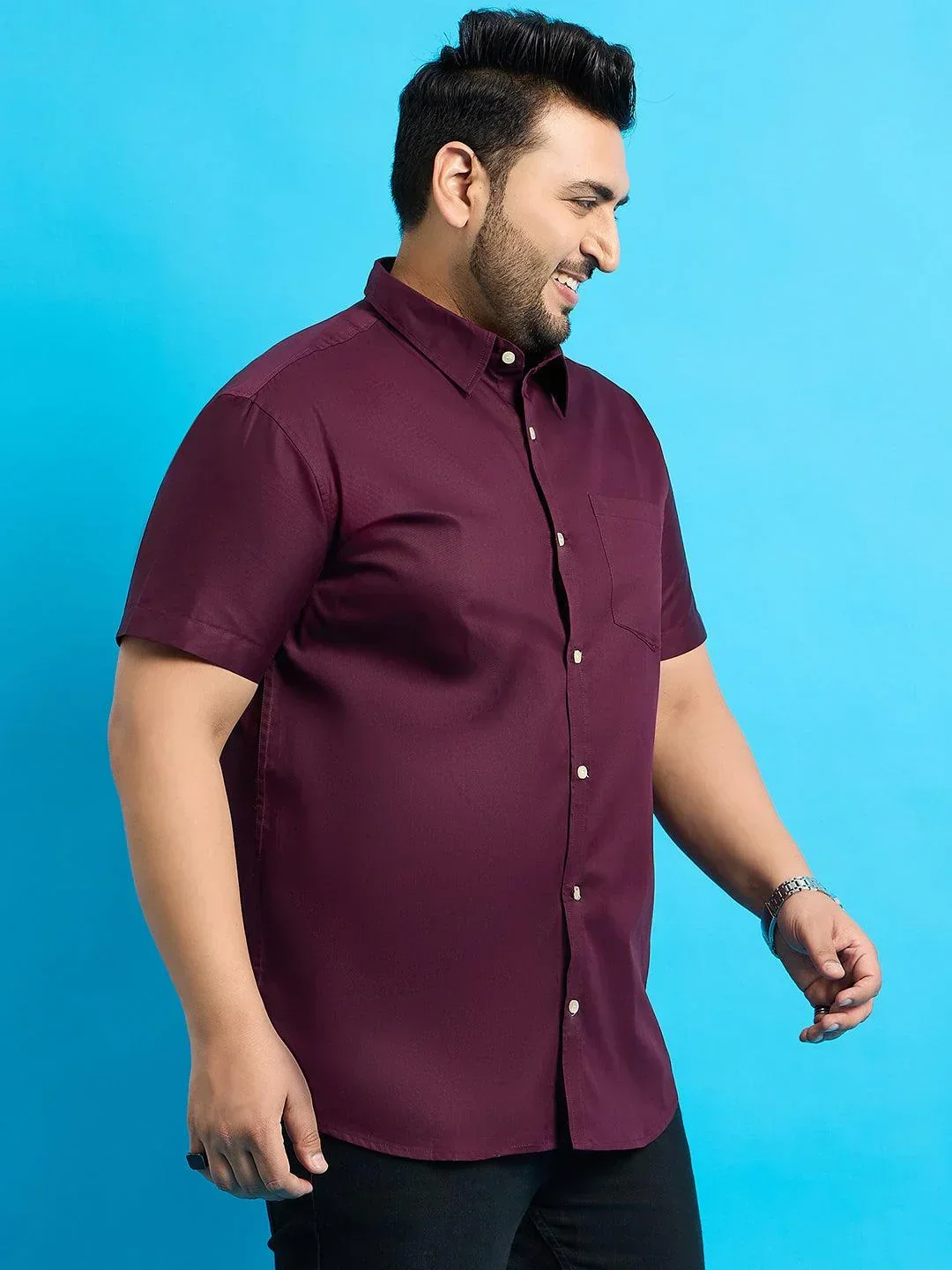Men Plus Size Zenzo-Purple Solid Shirt - Image 4