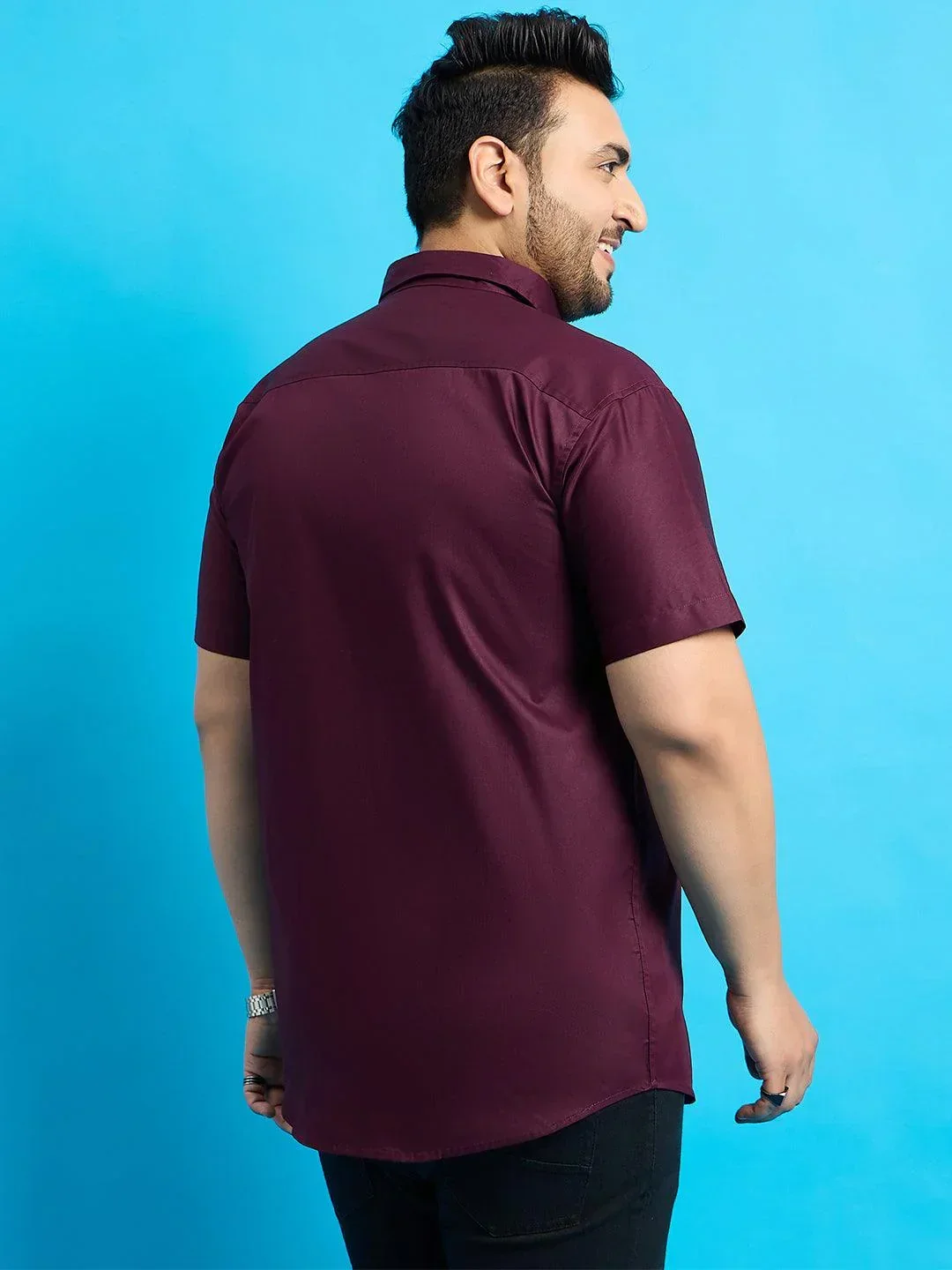 Men Plus Size Zenzo-Purple Solid Shirt - Image 5