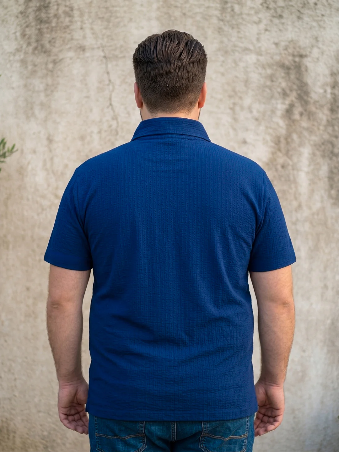 Men Plus Size Zorin Blue Solid Polo - Image 5