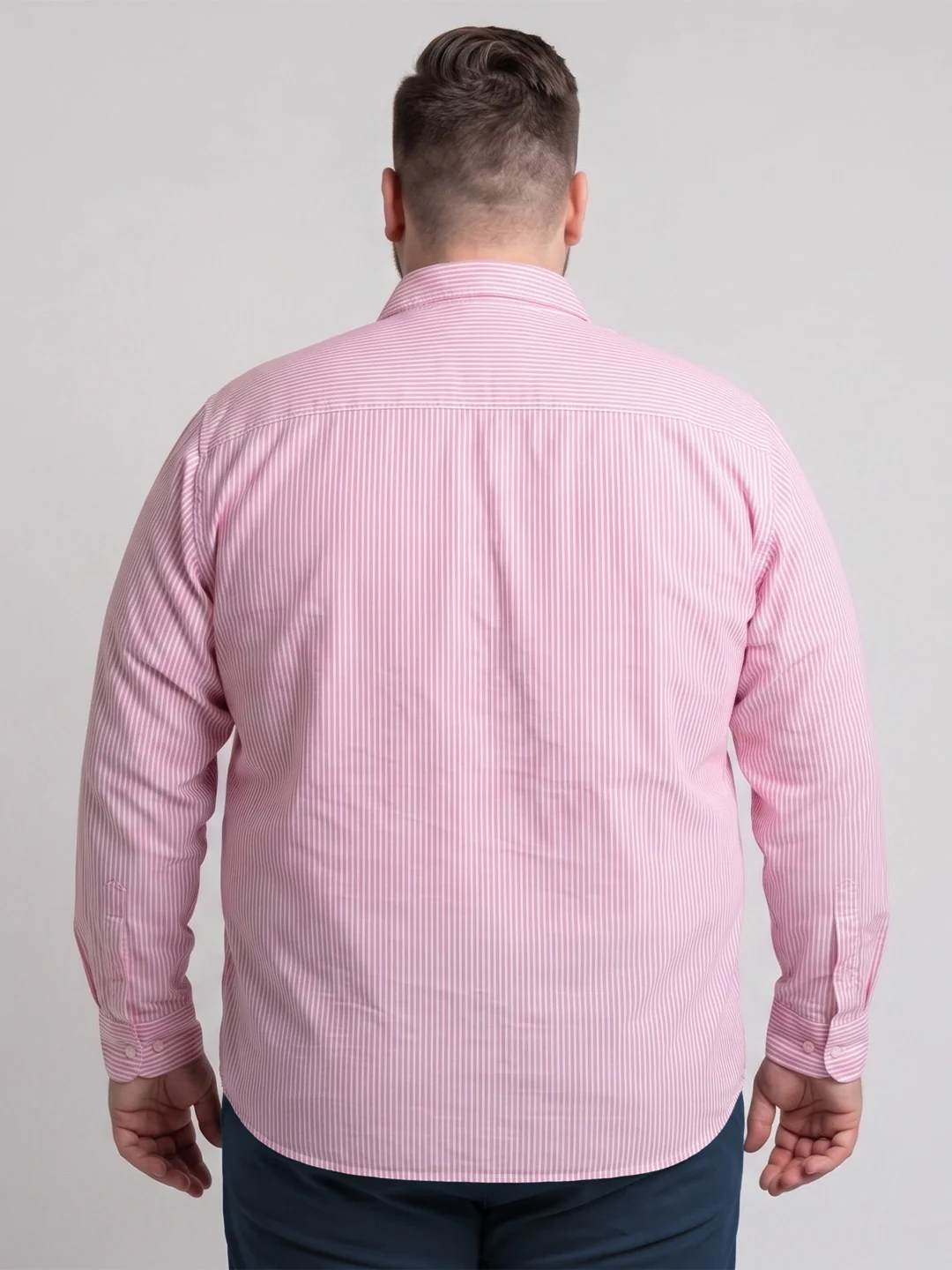 Men Plus Size Zovan Pink Striped Shirts - Image 3