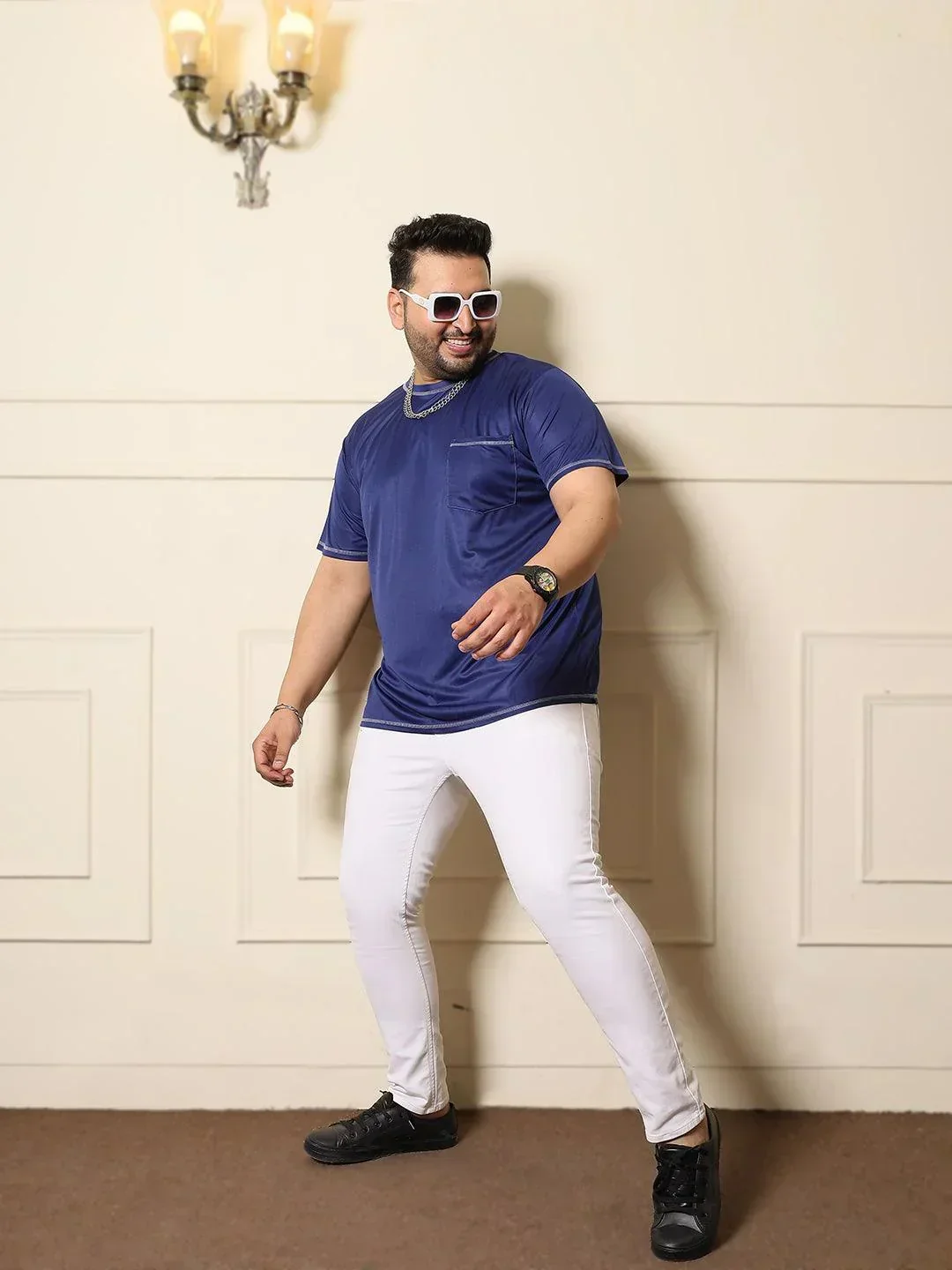 Men Plus Size Zulu-10 Solid Round Neck Tshirt