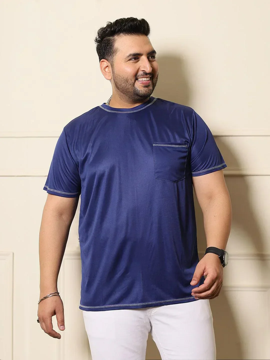 Men Plus Size Zulu-10 Solid Round Neck Tshirt - Image 2